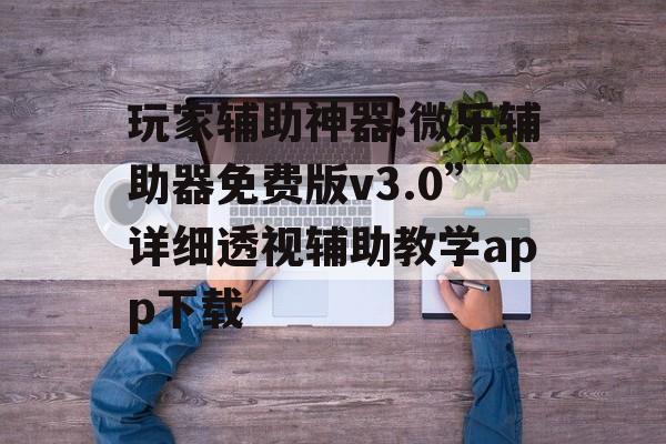 玩家辅助神器:微乐辅助器免费版v3.0”详细透视辅助教学app下载 玩家辅助神器:微乐辅助器免费版v3.0”详细透视辅助教学app下载